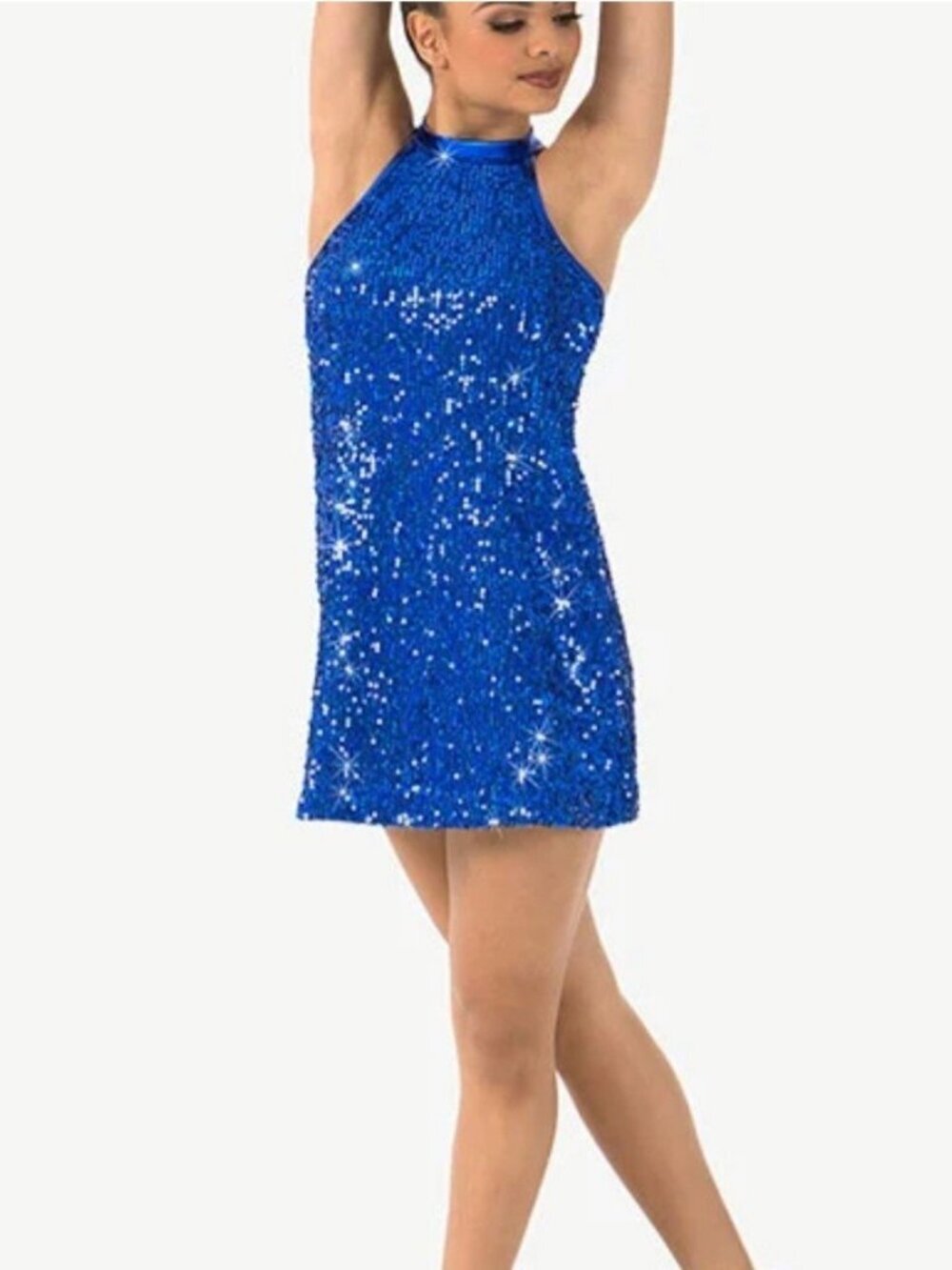 Balera Girls Size LC Us L 12-14 Ultra Sparkle Sleeveless Dance Dress Blue Costum